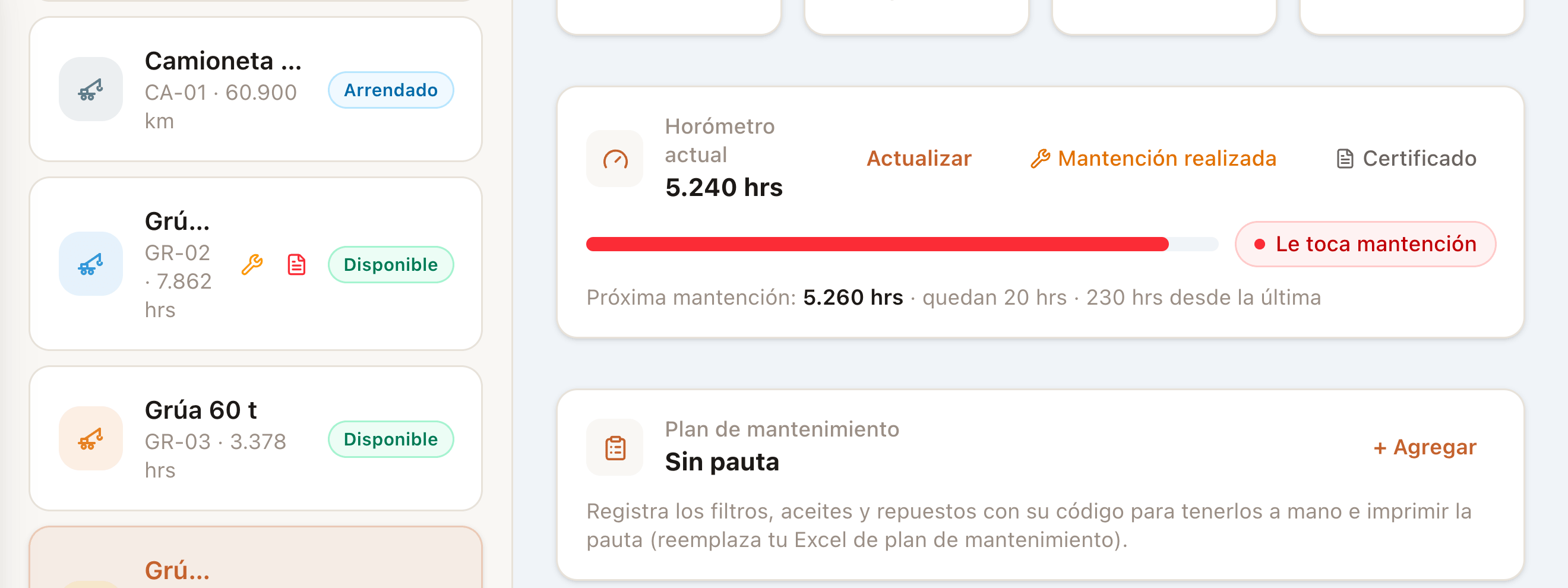 Documentos por equipo con vencimientos